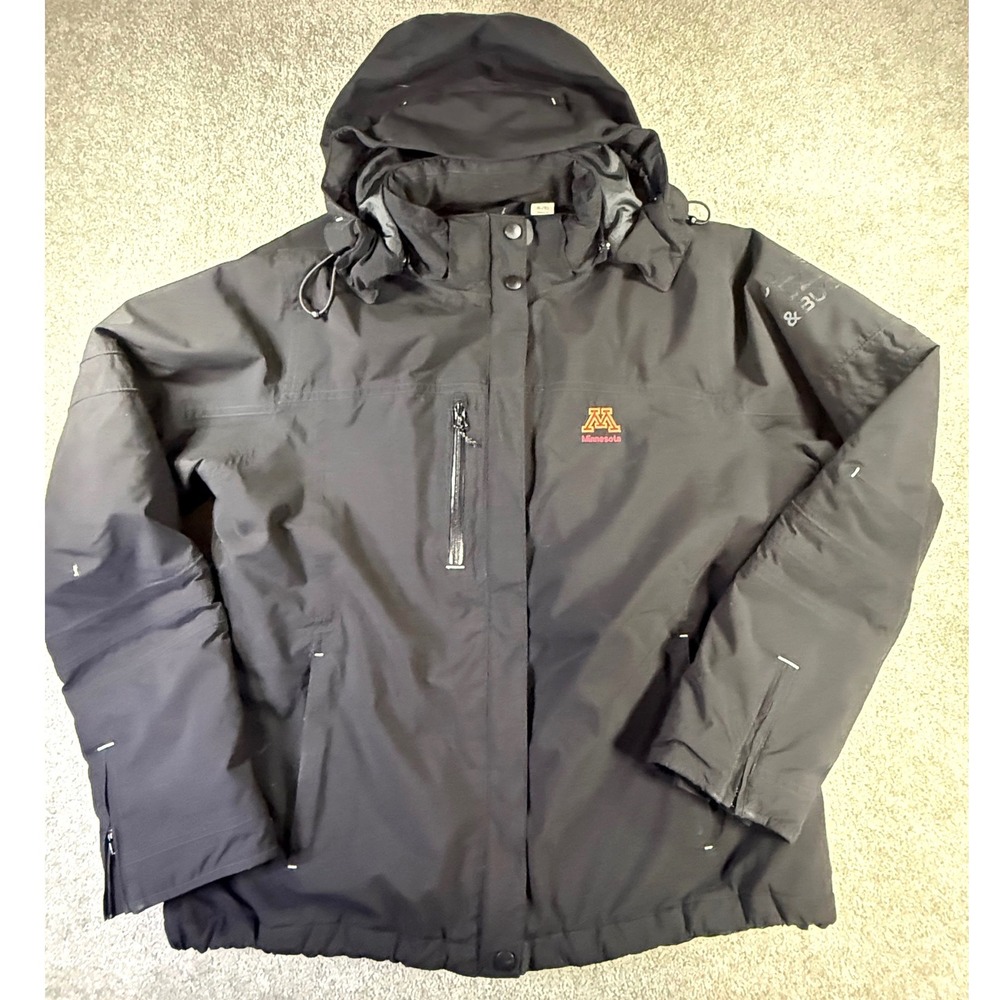 Cutter & Buck WeatherTec Minnesota Gophers Jacket Mens XL Black Hooded Puffer